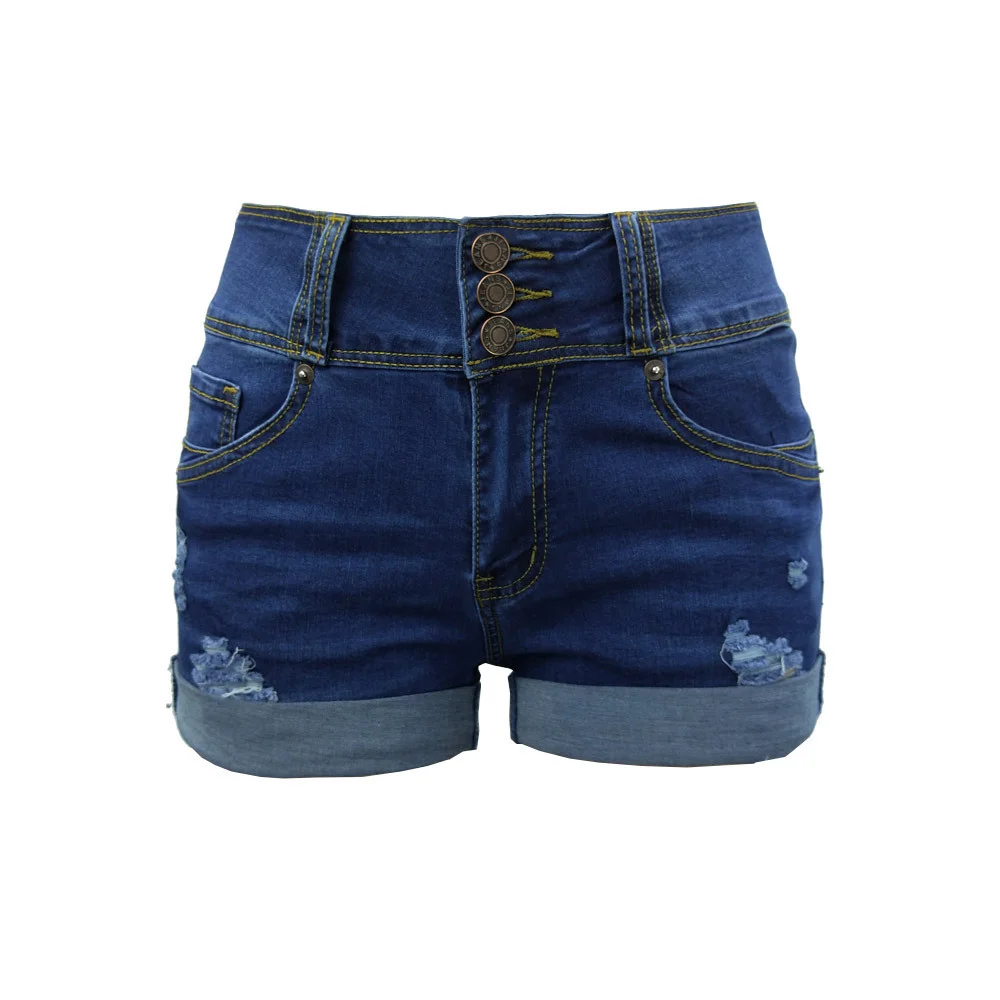 Women's Ripped Flanged Jeans Shorts Hot Pants for Ladies