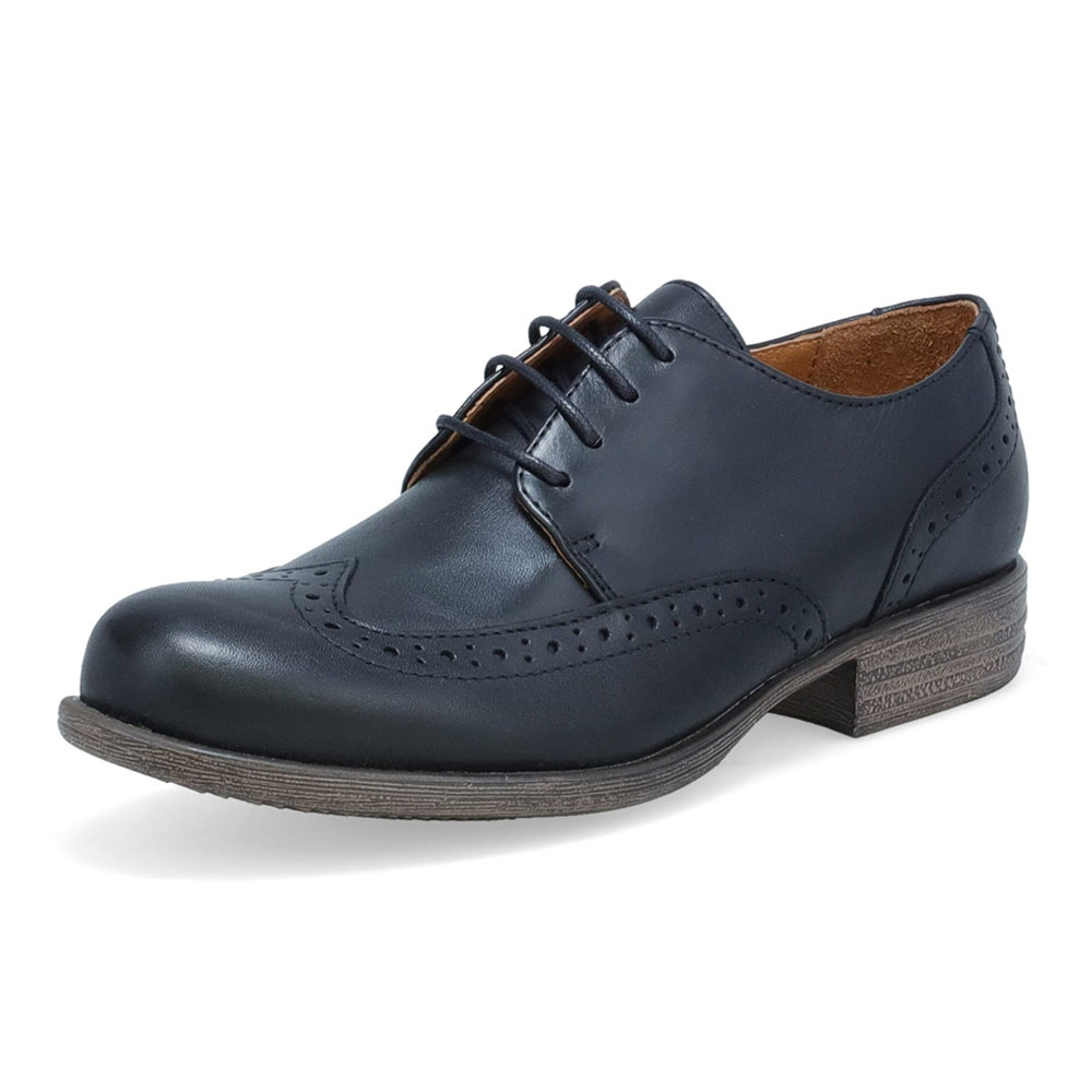 Navy Hollowed Round Toe Low Heel Womens Oxfords with Lace-Up Nicepairs