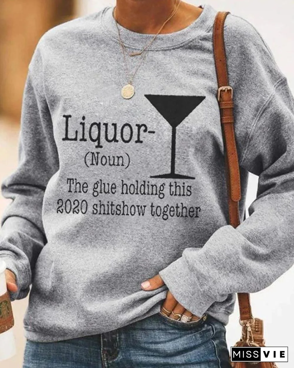 Long Sleeve Printed Letter Vintage Sweatshirt