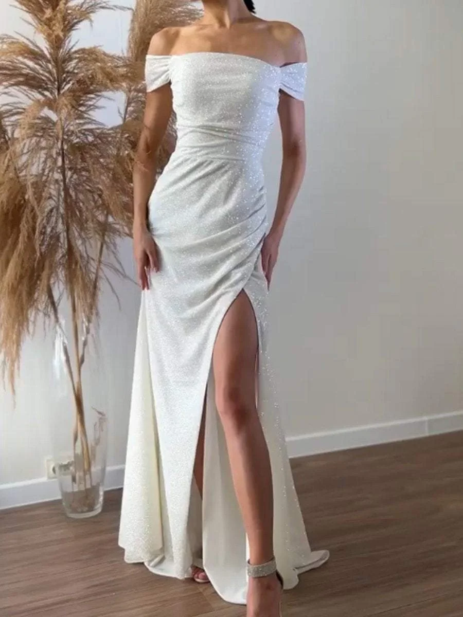 Elegant And High-grade One Shoulder Glittering Evening Dress