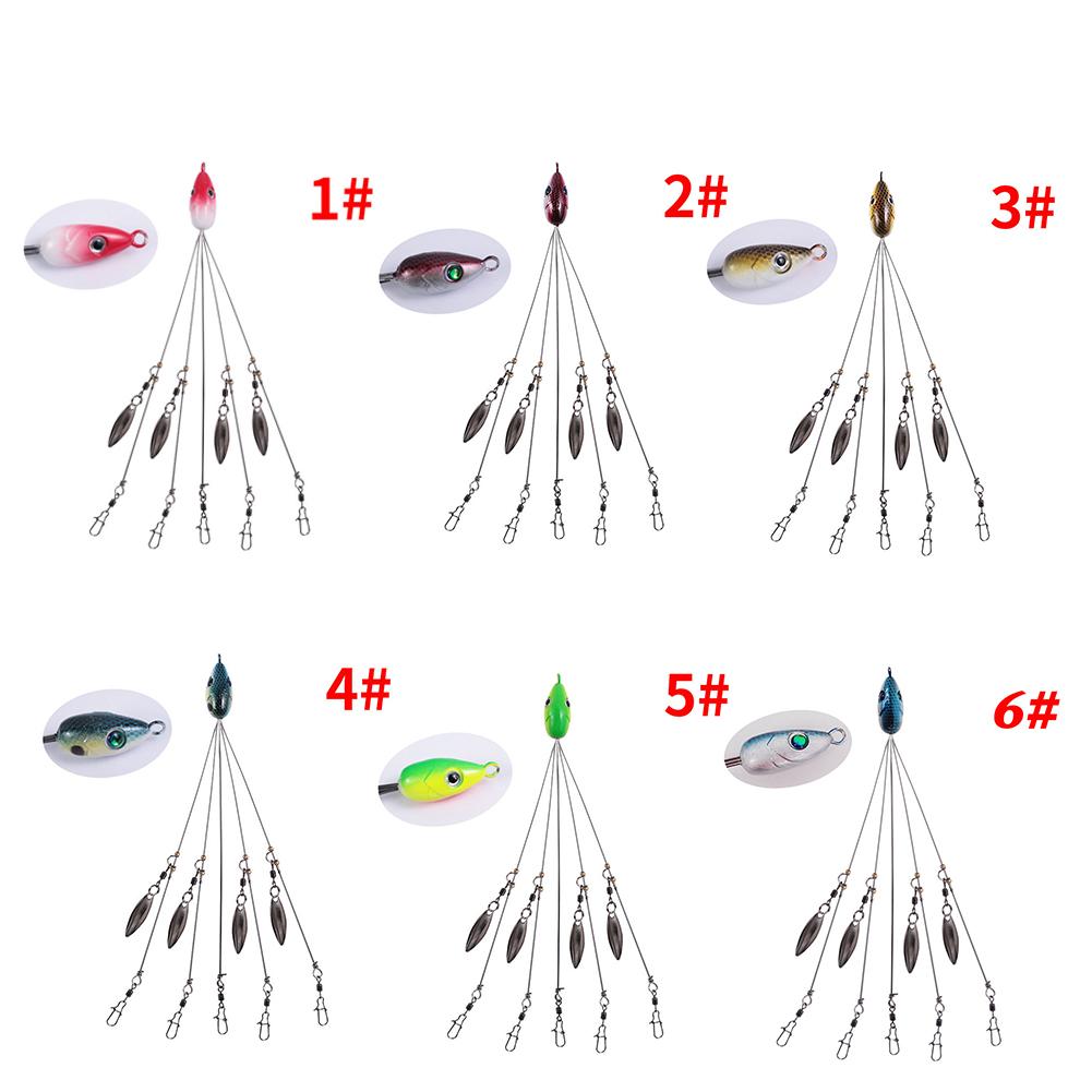 

5-Arm Umbrella Fishing Lure Alabama Rig Head Set w/ Swivel Snap Spinner (3), 501 Original