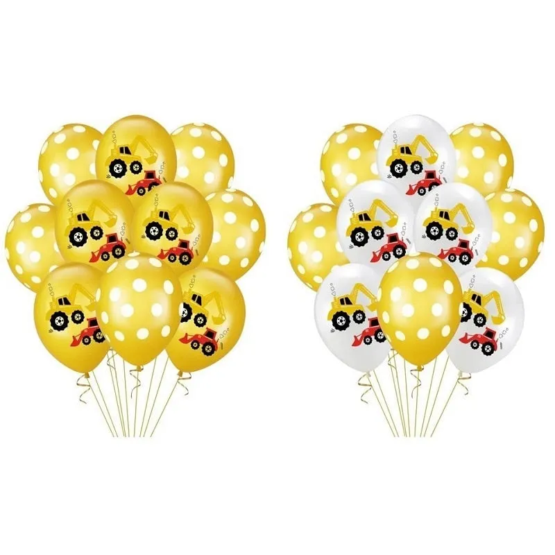 Construction Tractor Theme Excavator Inflatable Balloons Truck Vehicle Banners Baby Shower Kids Boys Birthday Party Supplies