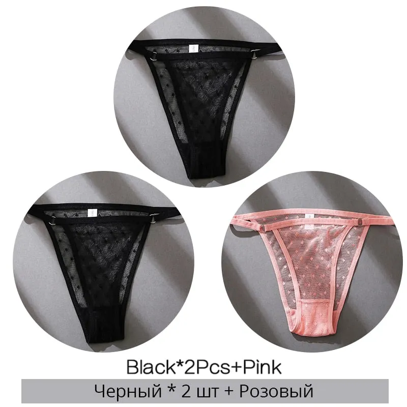 FINETOO M-2XL Sexy Panties Women Dot Lace Bikini Underpants Low Waist Lace Underwear Plus Size Panty Ladies Lingerie Girls Panty