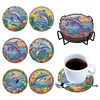 8PCS Special Shape Diamond Painting Coasters Kits (Dolphin Stained Glass)