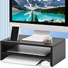 2-Tier Monitor Stand Riser with Phone Holder & Cable Management for Home Desktop
