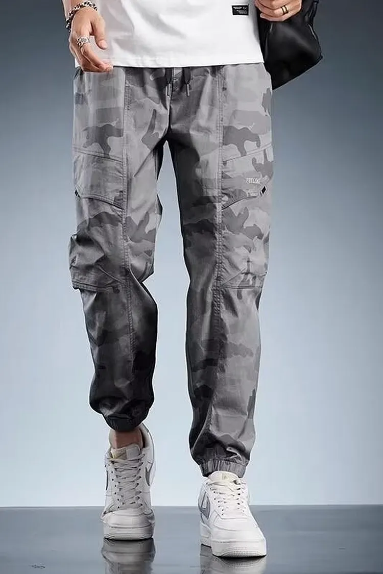 Summer Camouflage Joggers Men's Cargo Pants with Tapered Ankle