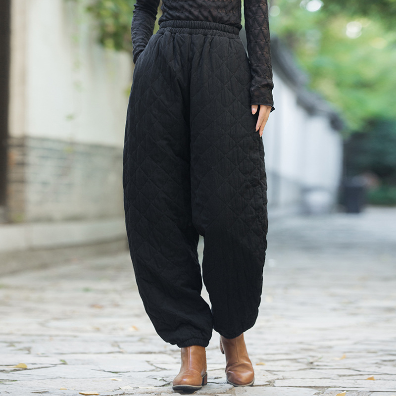 Loose Warm Solid Color Cotton Pants