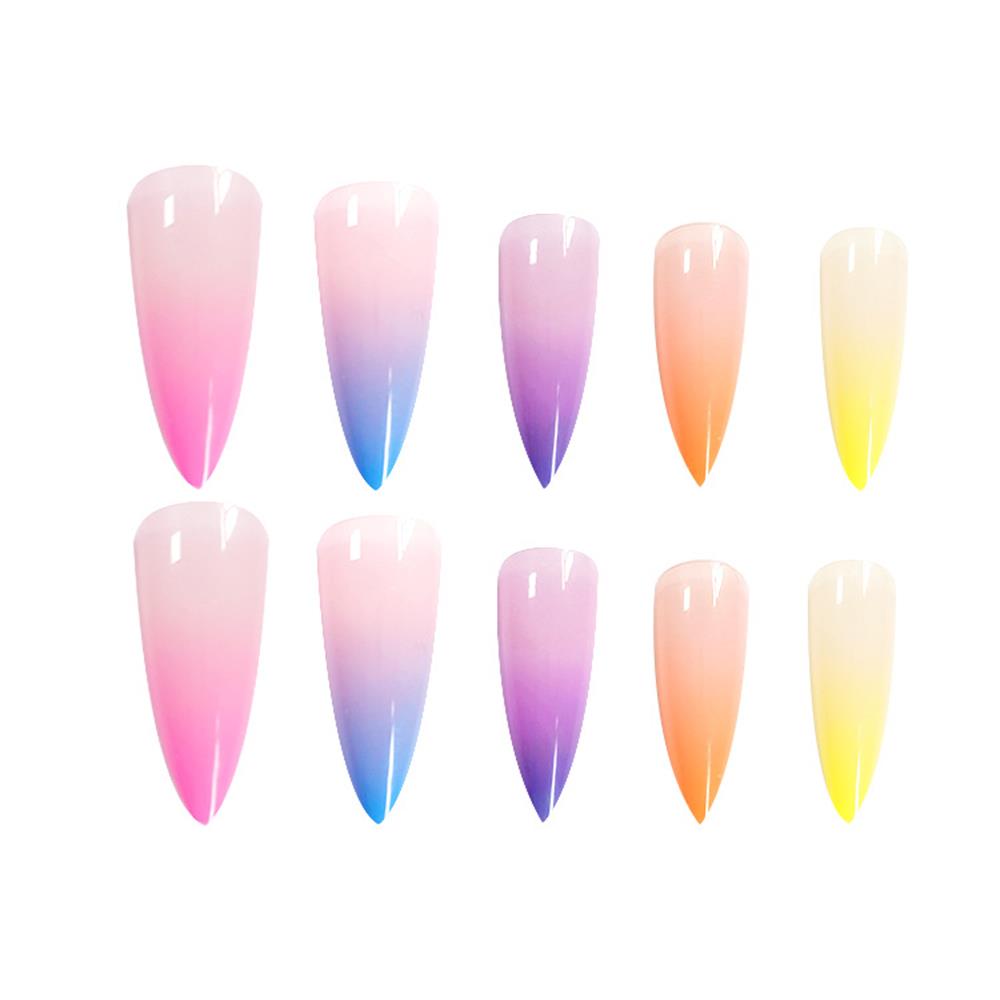 20pcs/Set Long Coffin Fake Nails Rainbow Ballerina Full Cover Nail Art ...