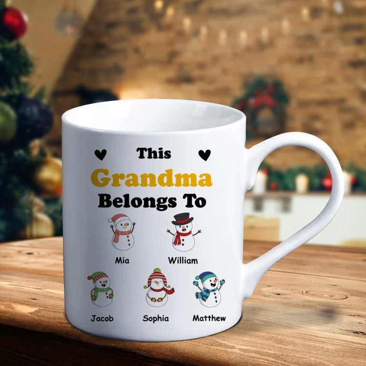 Snowman Ceramic Mug Customized Titles & 1-6 Names Cup Personalized Christmas Mugs Gift for Family