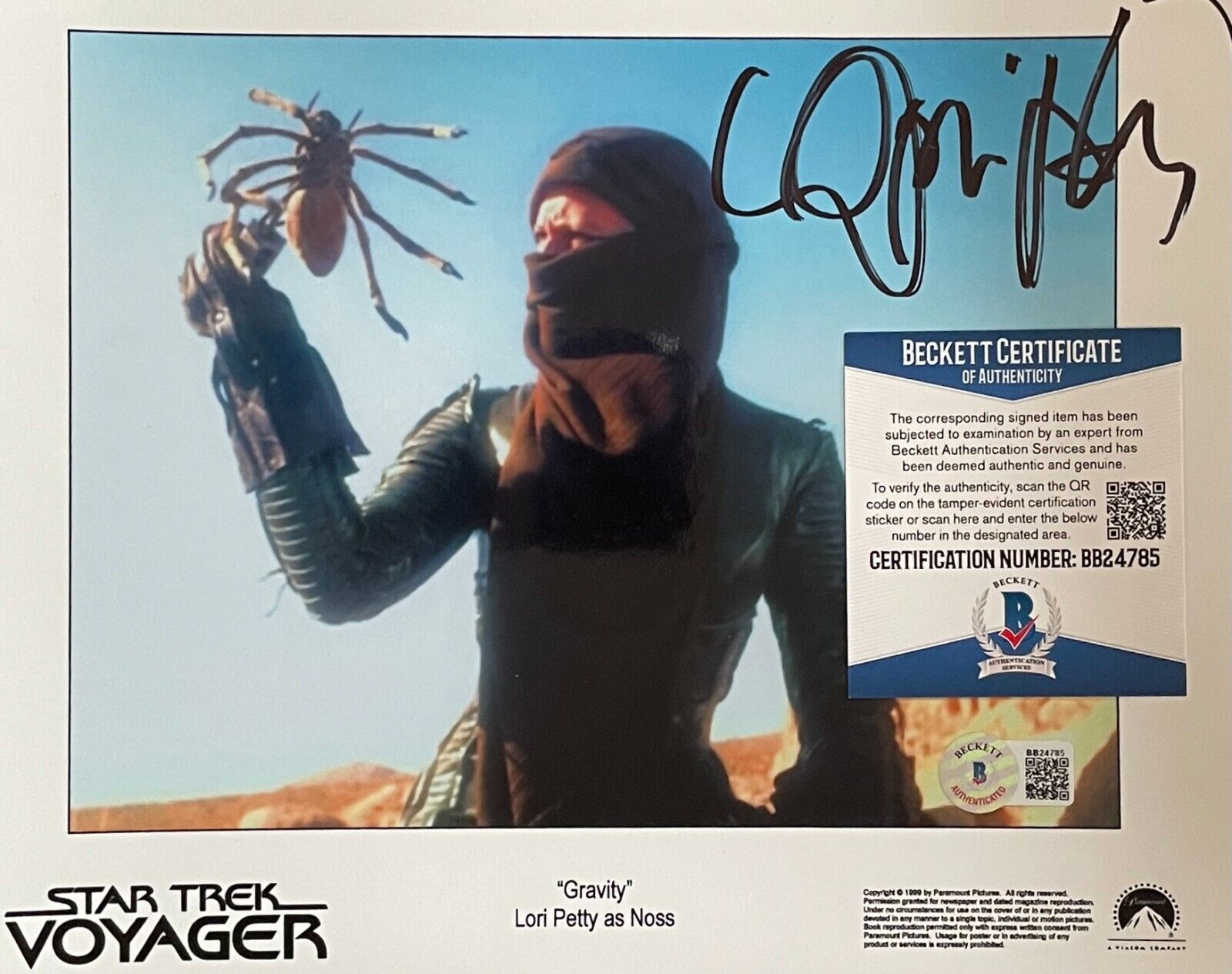 Lori Petty Star Trek Voyager Original Autographed 8X10 Photo Poster painting COA w/Beckett