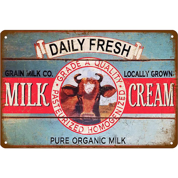 Fresh Milk Cow- Vintage Tin Signs/Wooden Signs - 7.9x11.8in & 11.8x15.7in