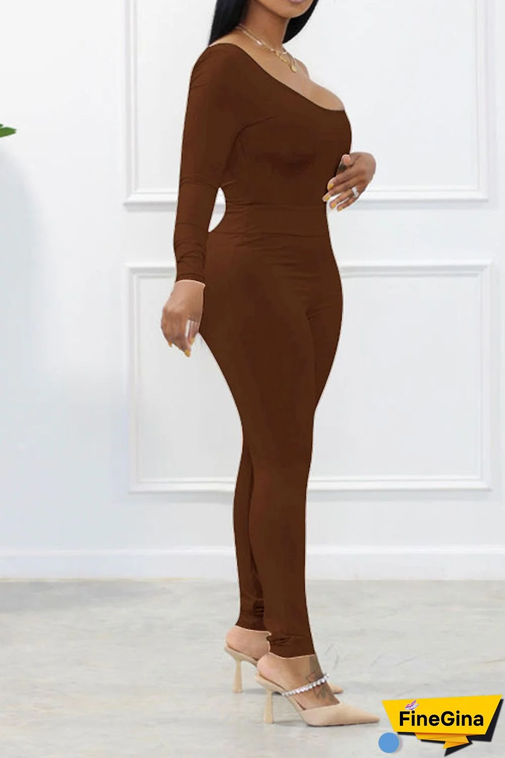 Red Sexy Solid Patchwork Oblique Collar Long Sleeve Two Pieces