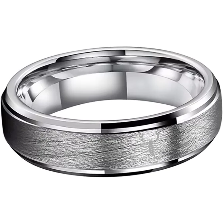Scorpio Couples Open Steps Tungsten Carbide Rings Sliver Tungsten Wedding Bands for Men and Women 4MM 6MM 8MM