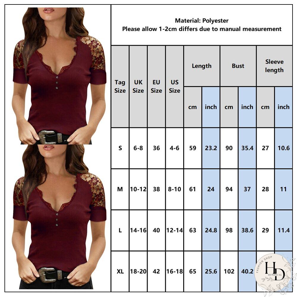 Womens Lace Patchwork Short-Sleeved Tops Summer Sexy Stitching Stylish Solid Color Slim
