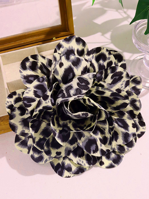 Leopard Flower Shape Brooch Accessories GRAY-One_size