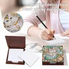 Wooden DIY White Cat Diamond Painting Kit Note Box with 160 Papers for Office