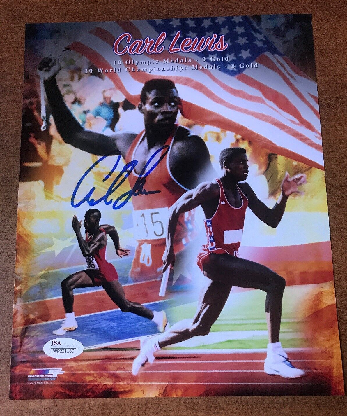 Carl Lewis signed Team USA 8x10 Photo Poster painting Collage - JSA WITNESS COA (Olympics)