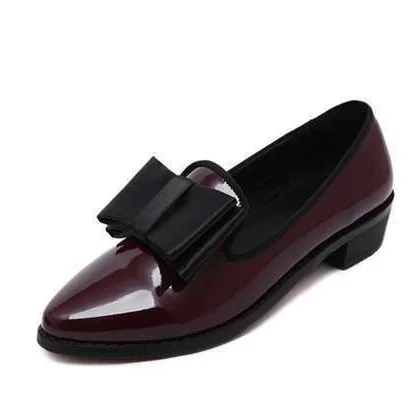 Yyvonne Leather Shoes Women In The Autumn Of 2025 New Bows Korean Version Of The Fashion Pointy Large Size Bright Leather Low-Heeled Single Shoes Women