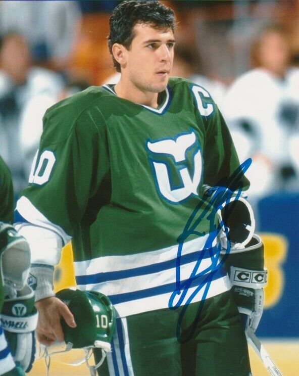 VINTAGE RON FRANCIS SIGNED HARTFORD WHALERS 8x10 Photo Poster painting! HHOF Autograph