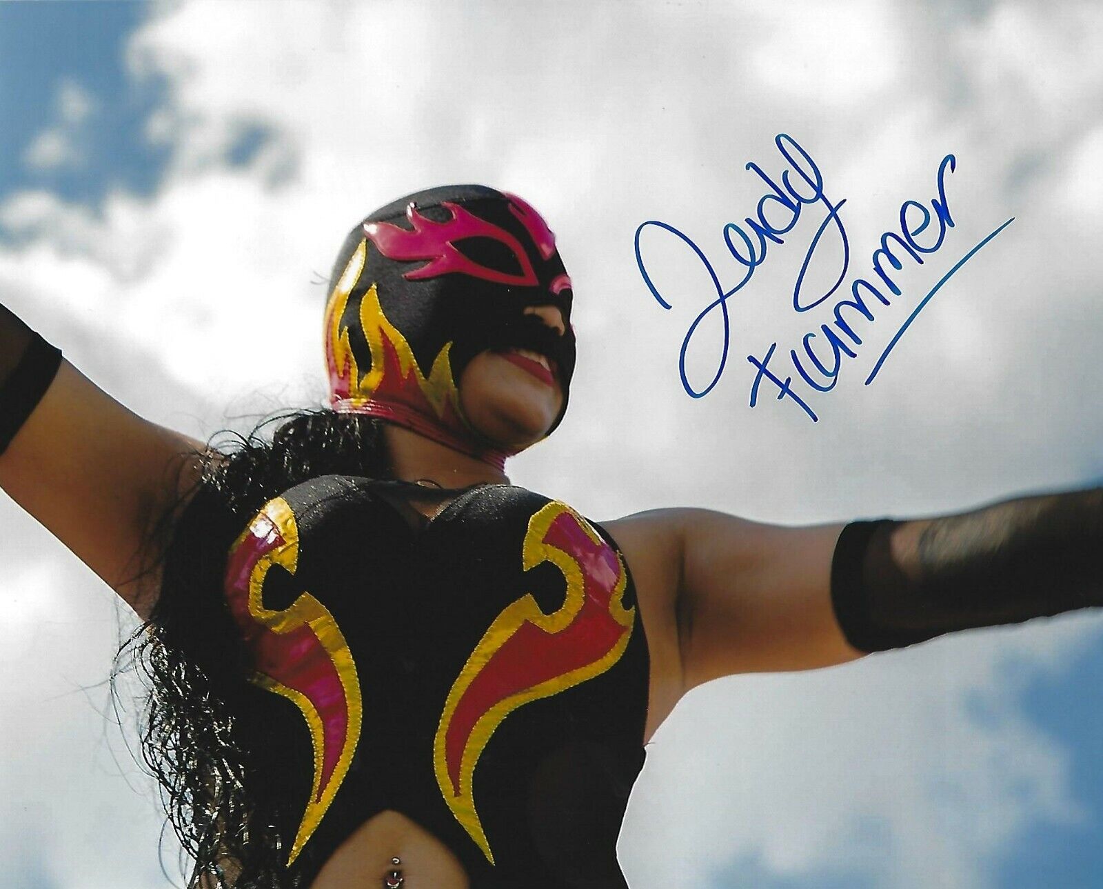 Lady Flammer Signed 8x10 Photo Poster painting LLF The Crash AAA Lucha Libre Picture Autograph X