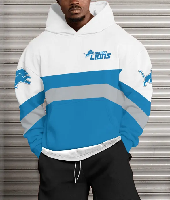 Detroit Lions Printed Hooded Pocket Pullover Hoodie