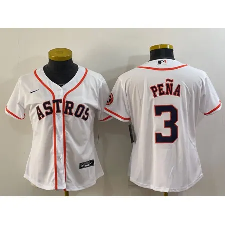 Women's Houston Astros #3 Jeremy Pena White With Patch Cool Base Stitched Baseball Jersey(Run Small) 09UX