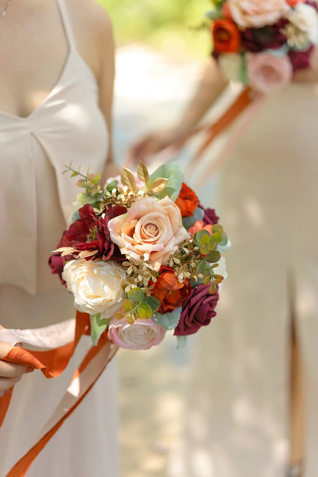 Maid of Honor & Bridesmaid Bouquets in Sunset Terracotta