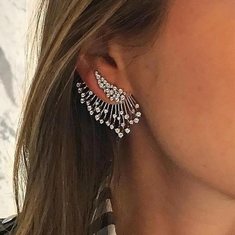 Rhinestone Wing Shape Women Stud Earrings