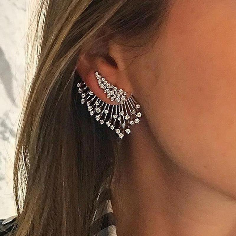 Rhinestone Wing Shape Women Stud Earrings-VESSFUL