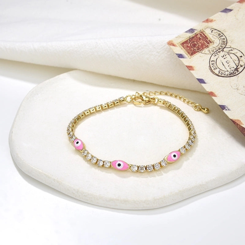Retro Devil’s Eye Copper Inlay Zircon Bracelets 1 Piece