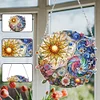 (Upgrade Size)DIY Diamond Painting Art Double Sided Effect Pendant Colorful Stained Glass Hanging Ornament Kit(Sunflower)