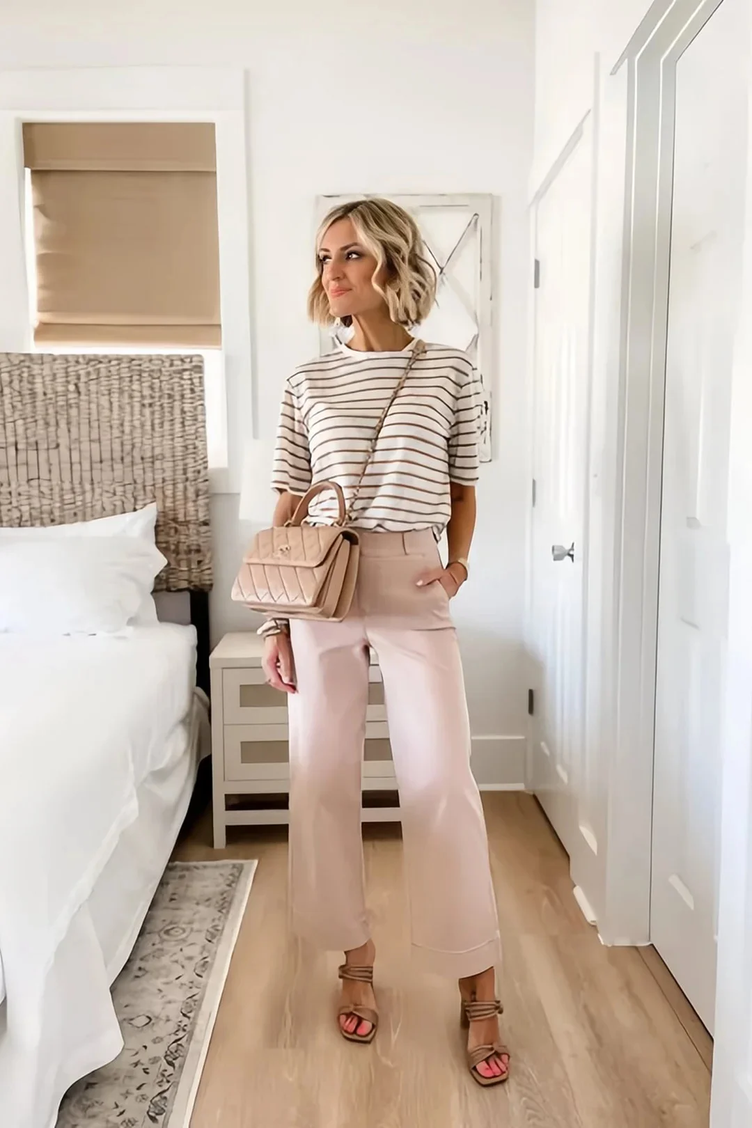 Stretch Twill Cropped Wide Leg Pants