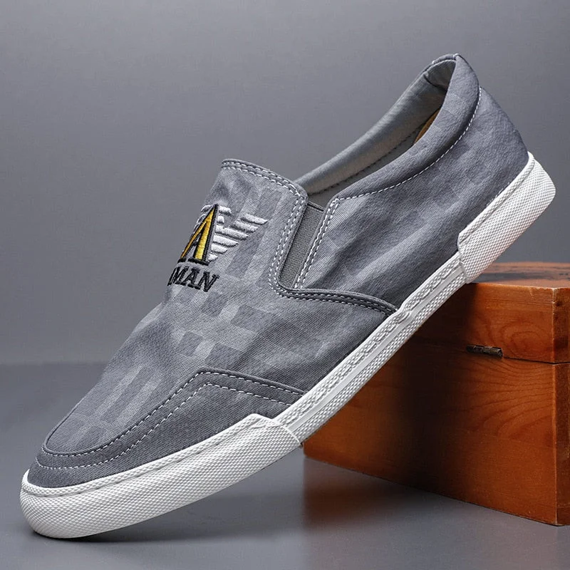 YITU New Men's Canvas Shoes Summer Lazy Men's Vulcanize Shoes Designer Sneakers Spring/Autumn Men Slip-On Buckle Loafer Shoes