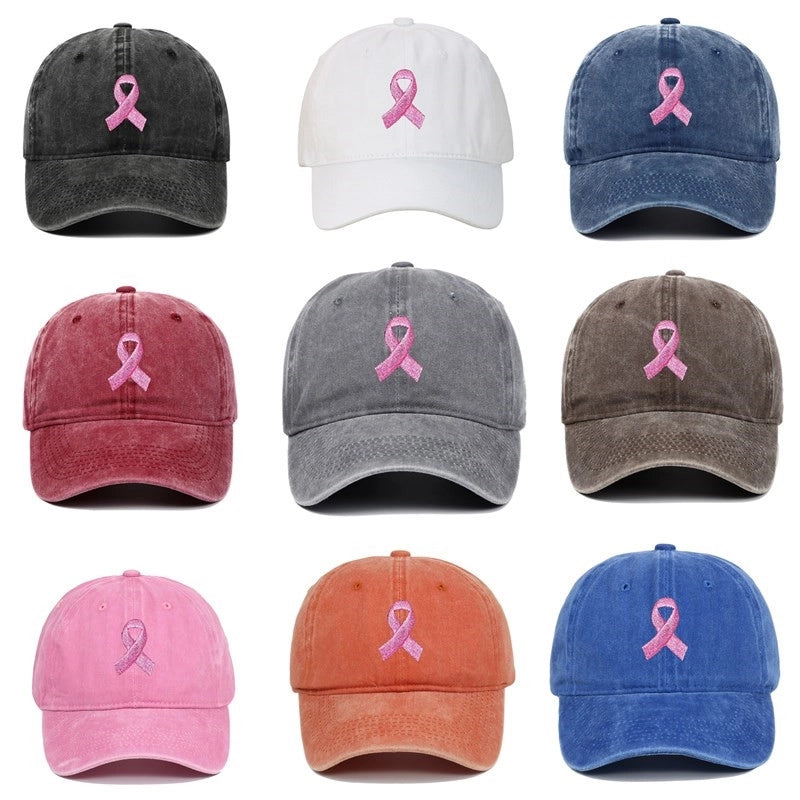 New Ribbon Letter Embroidered Baseball Cap Cotton Washed Baseball Cap Outdoor Casual Sun Hat