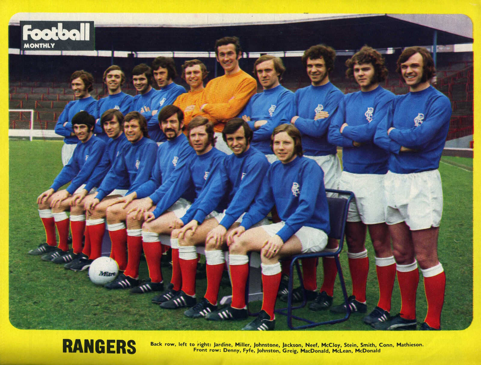 GLASGOW RANGERS FC Colour Photo Poster paintinggraph - Football 1972 Line-Up reprint