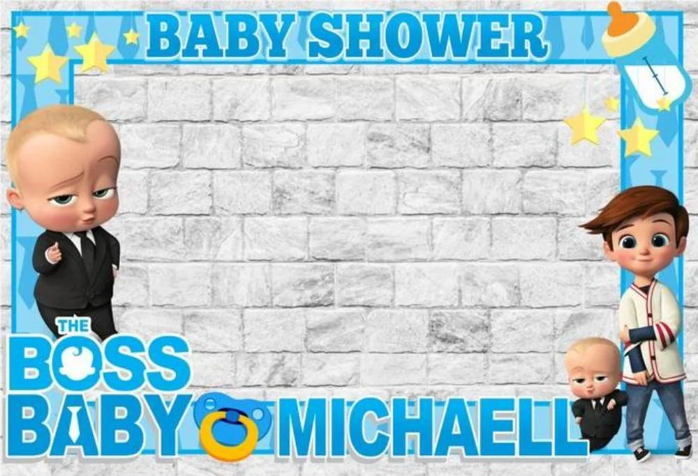 Cartoon Baby Boss Baby Shower Party Backdrop RedBirdParty
