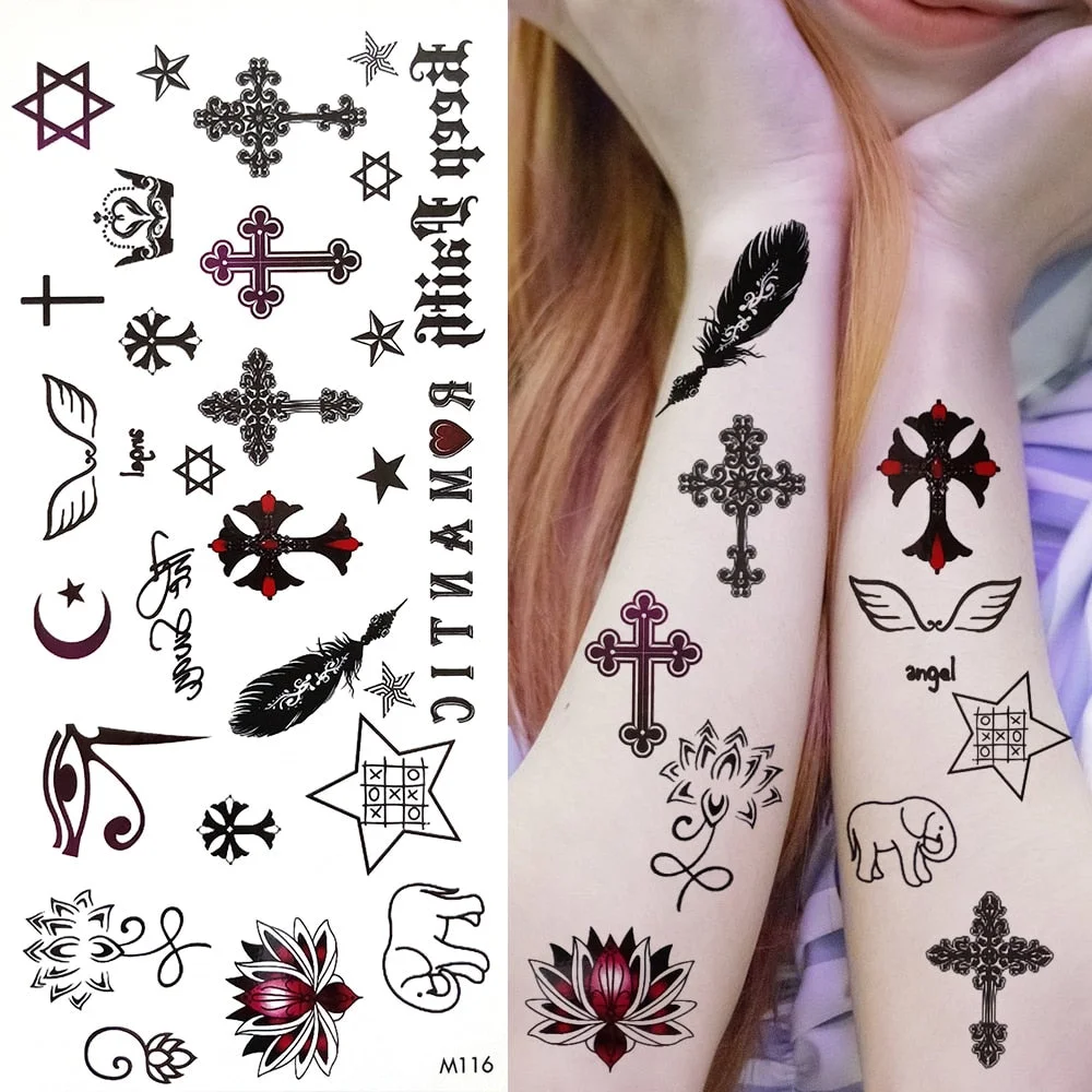 Minimalist Letter Temporary Tattoo For Children Women Small Word Tattoos Sticker Black Endless Heart Fake Tatoos Chains Clavicle