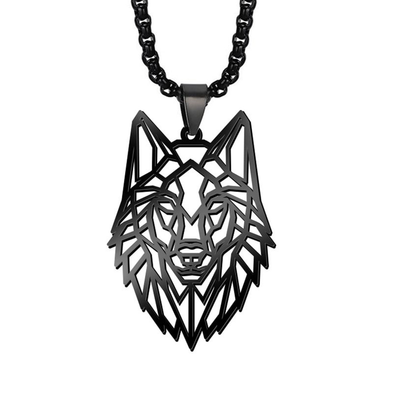 Hollow Out Wolf Necklace Mens Hiphop Punk Jewelry-VESSFUL