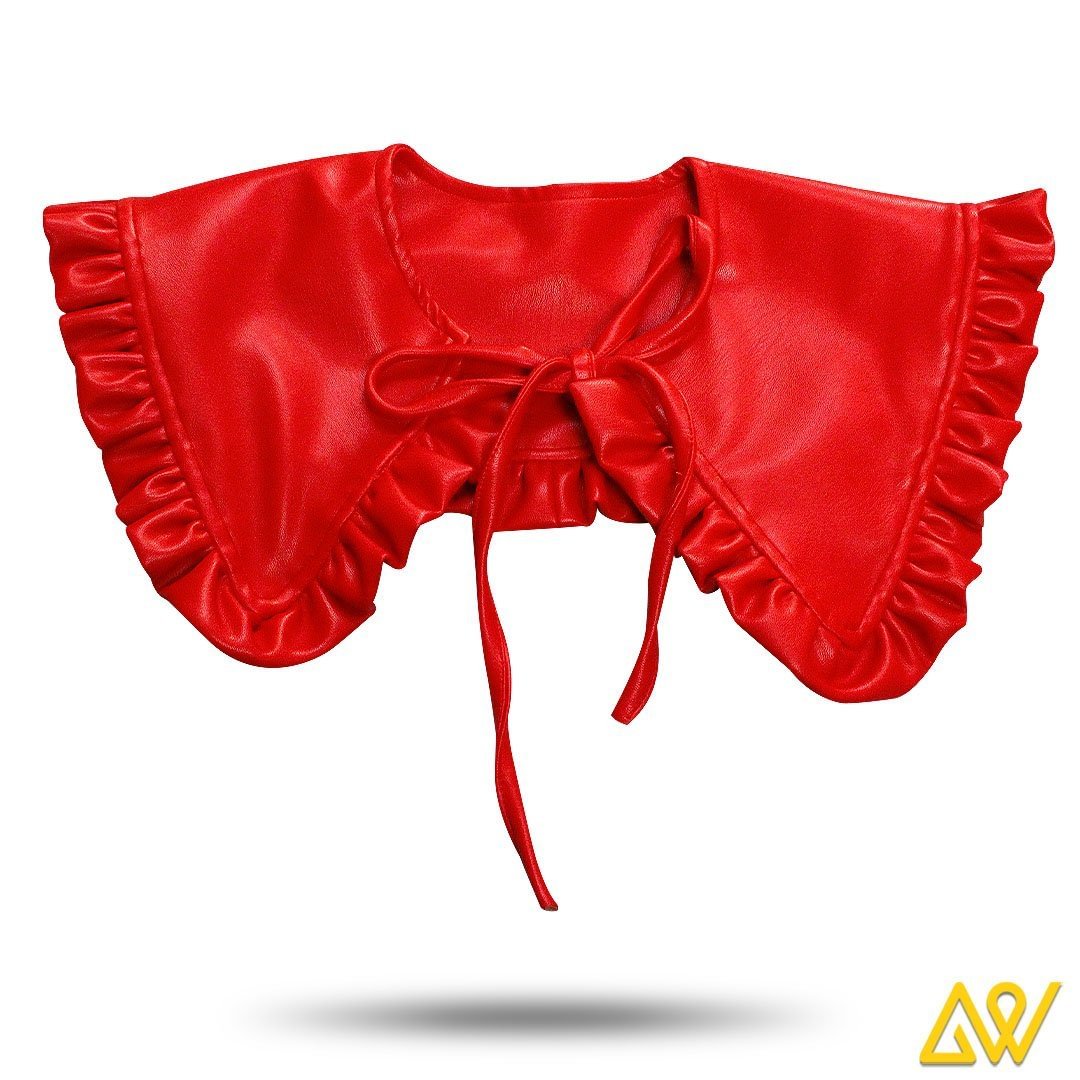 Shi Anewow™  red leather shawl cloak collar - AW8029