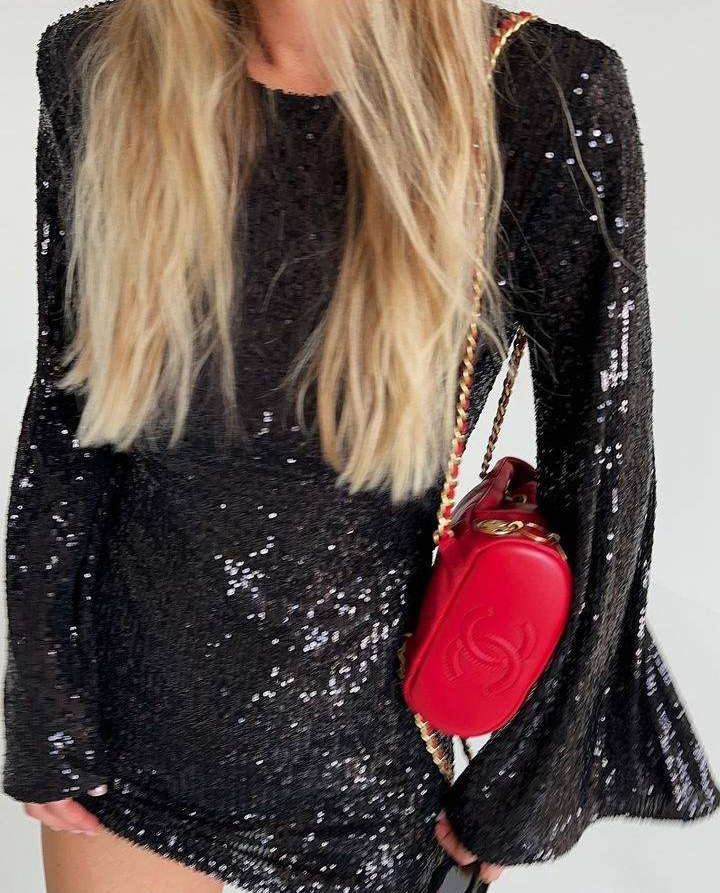 Ootddress Sequin Fashion Autumn Mini Dress Female Glitter See-Through Long Sleeve Elegant Club Party Dress Sparkle Ladies Dress 2025