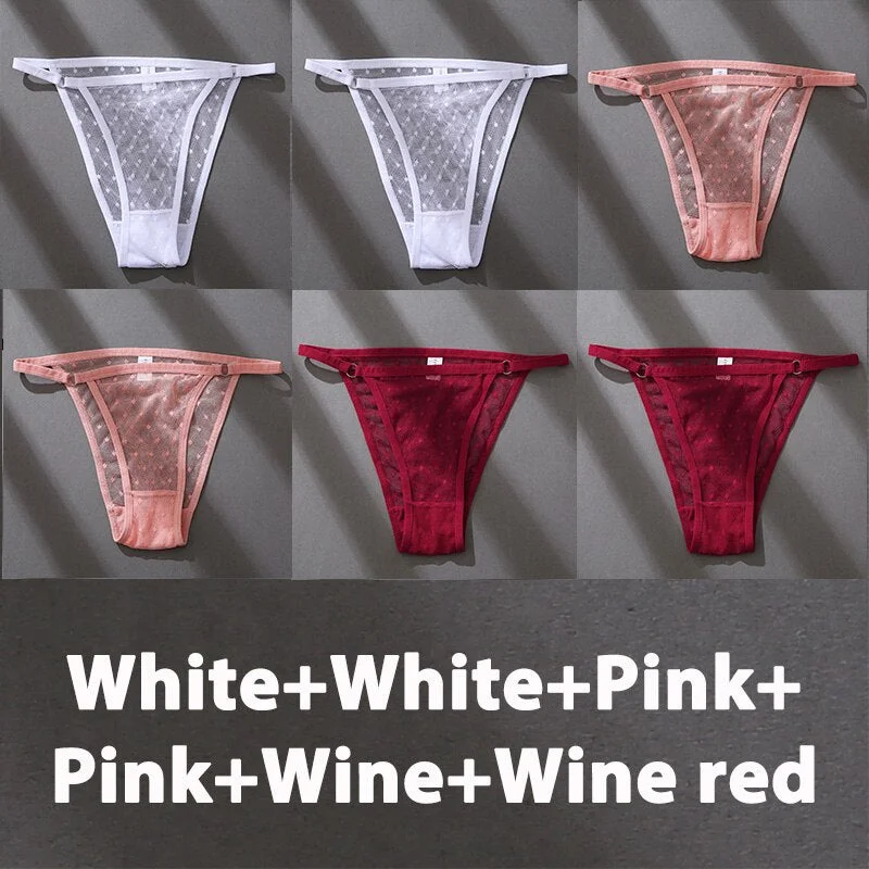 6PCS/Set Finetoo Panties Women's Perspective Panties Sexy Underwear Lace Panties Female Lingerie Briefs Intimate Plus Size M-XXL