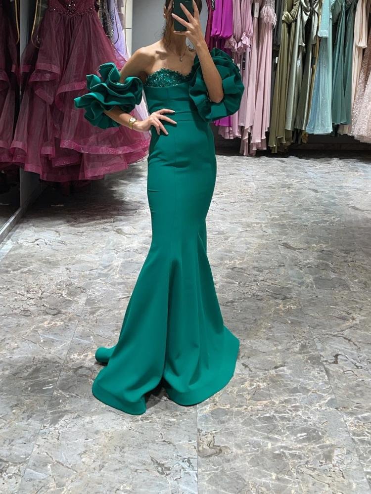 Promsstyle Promsstyle Off shoulder puff sleeve beaded mopping length mermaid evening dress Prom Dress 2023