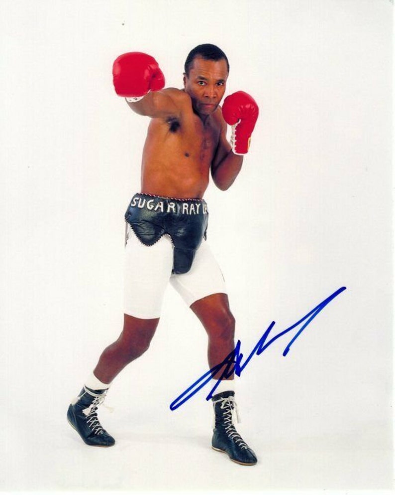 Sugar ray leonard signed autographed boxing Photo Poster painting