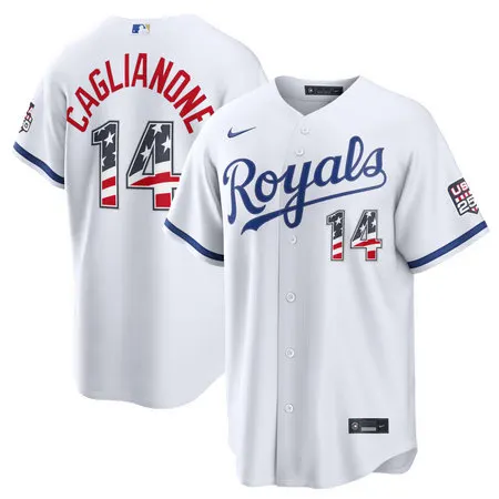 Youth Kansas City Royals #14 Jac Caglianone Nike White USA 250 Fourth of July Home Stadium Jersey