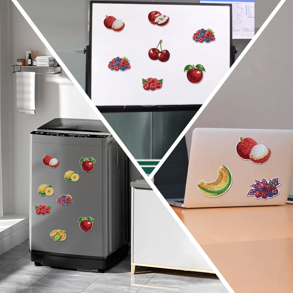 12Pcs Diamond Art Magnets Fridge Sticker Set for Adults Beginners (CN562 Fruit)