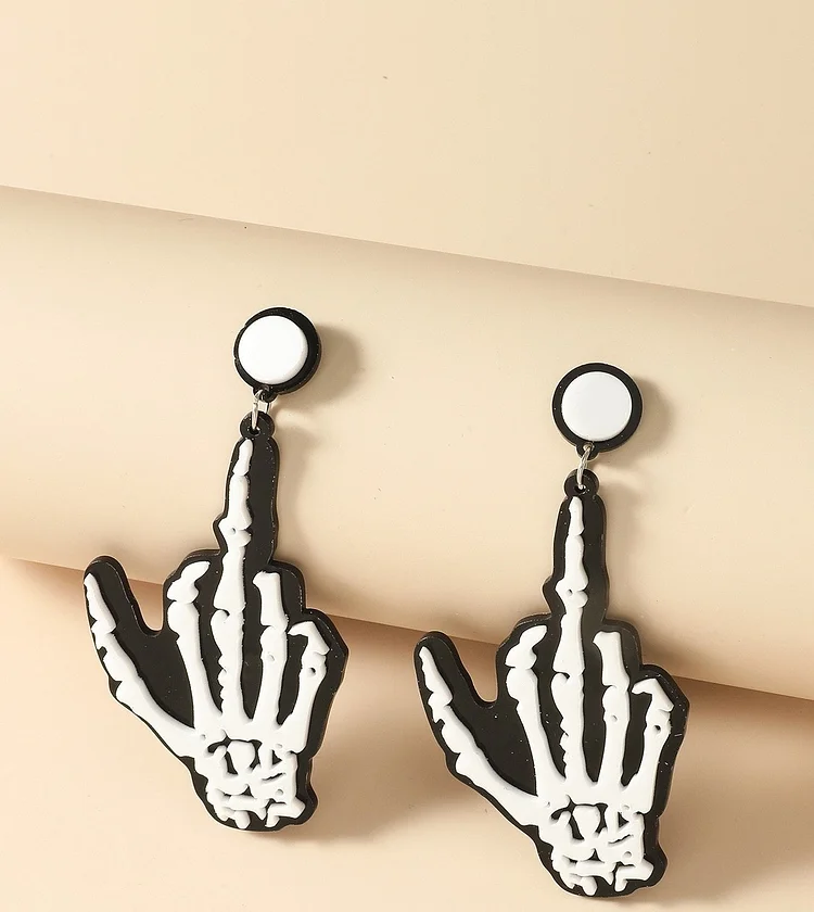 Acrylic Skull Hand Earrings