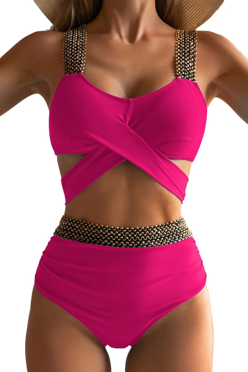 Uveng Uveng New Split Solid Color Swimsuit Female Bikini Triangle Sexy Slim Tall Waist Swimsuit