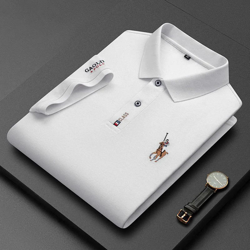 Men's Premium Cotton Lapel Embroidered POLO Shirt