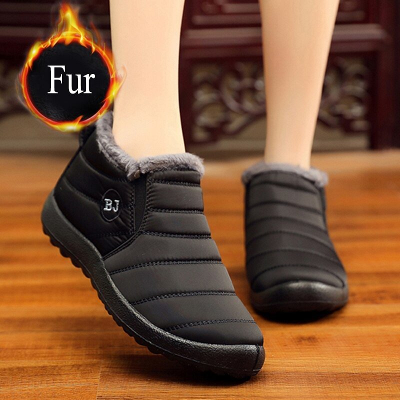 Women Boots Fashion Boots Woman Slip On Winter Warm Shoes Lady Ankle Boots Women Plus Size Winter Boots For Women Winter Shoes