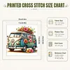 Flower Van Full 18CT DIY Stamped Cross Stitch Kits for Beginners Adults Home Decor Cross Stitch Art and Crafts Kits 9.75x9.75in